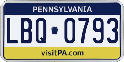 PA license plate LBQ0793