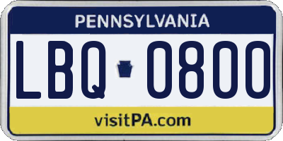 PA license plate LBQ0800