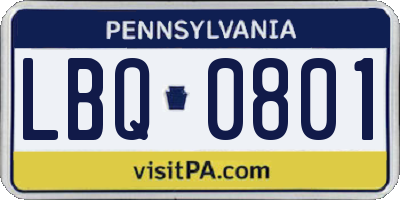 PA license plate LBQ0801