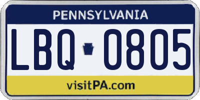 PA license plate LBQ0805
