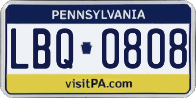 PA license plate LBQ0808