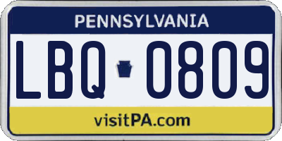 PA license plate LBQ0809
