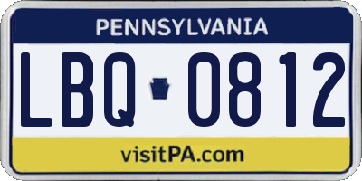 PA license plate LBQ0812