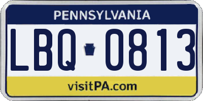 PA license plate LBQ0813