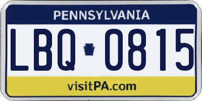PA license plate LBQ0815