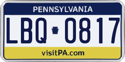 PA license plate LBQ0817