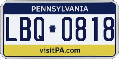 PA license plate LBQ0818