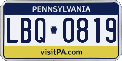 PA license plate LBQ0819