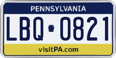 PA license plate LBQ0821