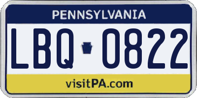 PA license plate LBQ0822
