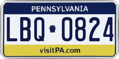 PA license plate LBQ0824