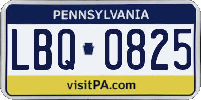 PA license plate LBQ0825