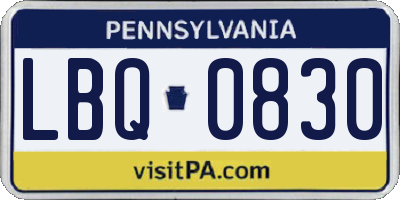 PA license plate LBQ0830
