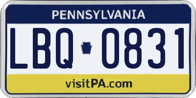 PA license plate LBQ0831