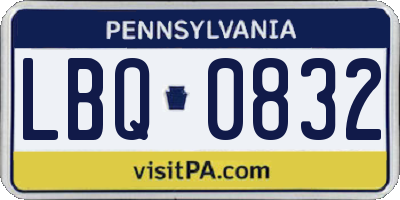 PA license plate LBQ0832