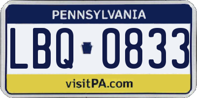 PA license plate LBQ0833