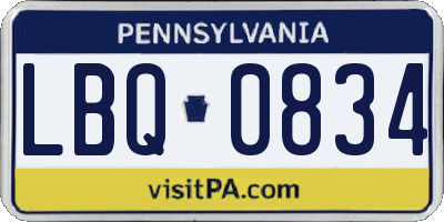 PA license plate LBQ0834