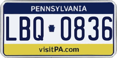 PA license plate LBQ0836