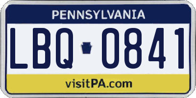 PA license plate LBQ0841