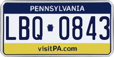PA license plate LBQ0843