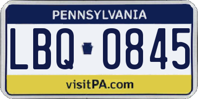 PA license plate LBQ0845