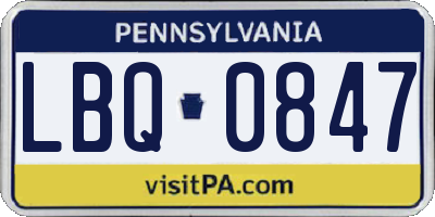 PA license plate LBQ0847