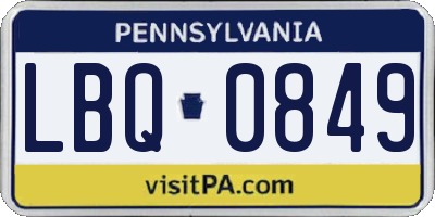 PA license plate LBQ0849