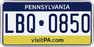 PA license plate LBQ0850