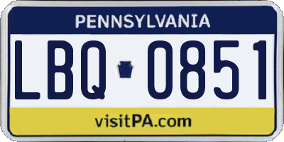 PA license plate LBQ0851