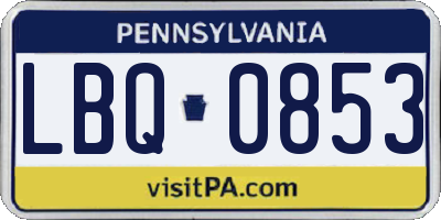 PA license plate LBQ0853