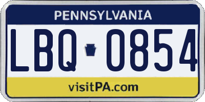 PA license plate LBQ0854
