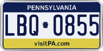 PA license plate LBQ0855