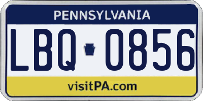 PA license plate LBQ0856