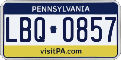 PA license plate LBQ0857