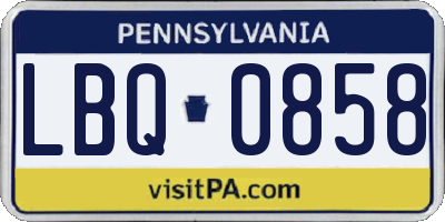 PA license plate LBQ0858