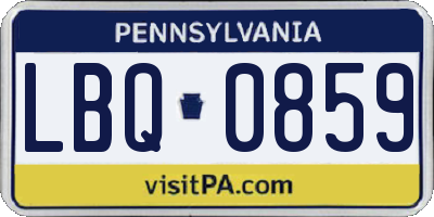 PA license plate LBQ0859