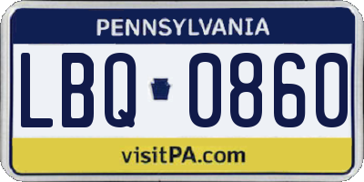 PA license plate LBQ0860