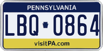 PA license plate LBQ0864