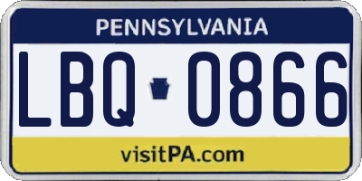 PA license plate LBQ0866