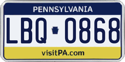PA license plate LBQ0868