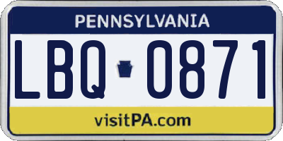 PA license plate LBQ0871