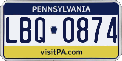 PA license plate LBQ0874