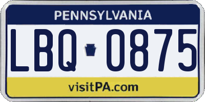 PA license plate LBQ0875