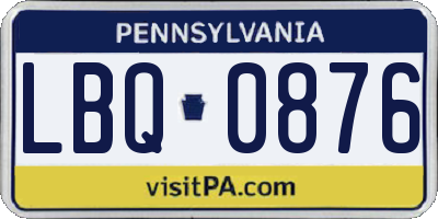 PA license plate LBQ0876