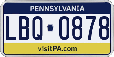 PA license plate LBQ0878