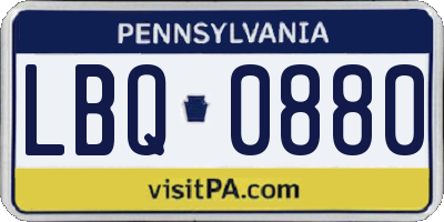 PA license plate LBQ0880
