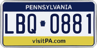 PA license plate LBQ0881