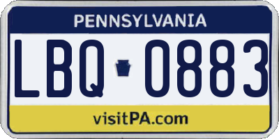PA license plate LBQ0883