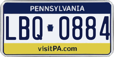 PA license plate LBQ0884