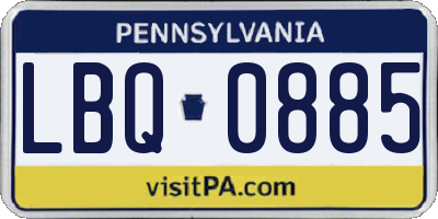 PA license plate LBQ0885
